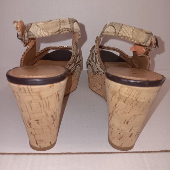 COACH INSIGNIA FERRY PEEP TOE WEDGE HEELS - Picture 8 of 12